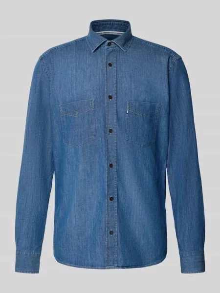Olymp Koszula Jeansowa Casual Fit blau niebieska