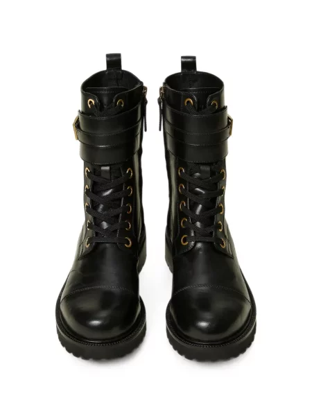 Botine Twinset cu șireturi din dantelă cu autograf negru