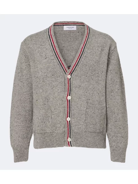 Cardigan Thom Browne de lână gri