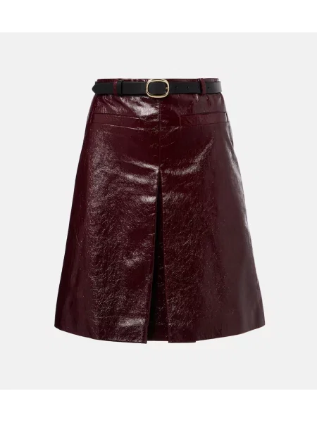 Fustă din piele Self-portrait de lac bordo