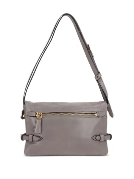 Кожена чанта Prada сиво
