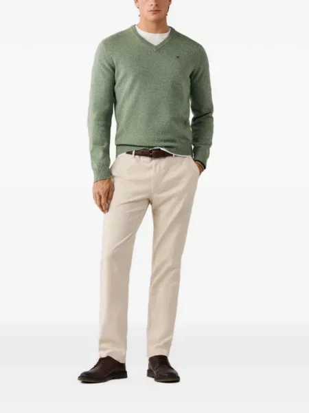 Pulover Hackett London cu decolteu în V verde