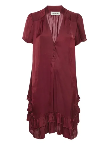 Rochie Zadig&voltaire din satin cu volane de costum roșu