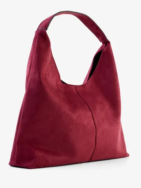 Torebka typu shopper z imitacji skóry welurowej czerwona