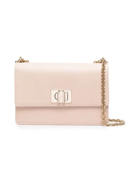 Torebka crossbody Furla skórzana z logo różowa