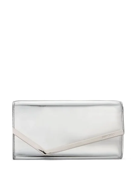 Kožená kožená taška Jimmy Choo stříbrná