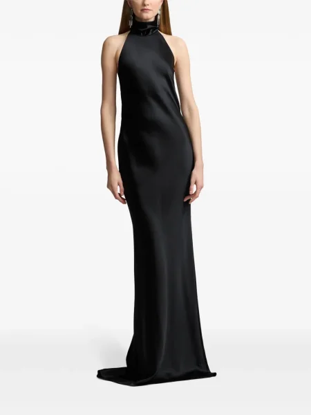 Σατέν αμάνικη αμάνικο φόρεμα Ralph Lauren Collection μαύρο