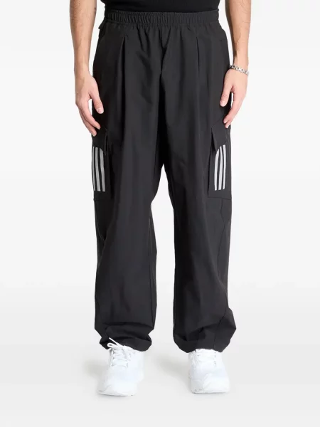 Pantaloni cargo Adidas cu dungi clasici alergare negru