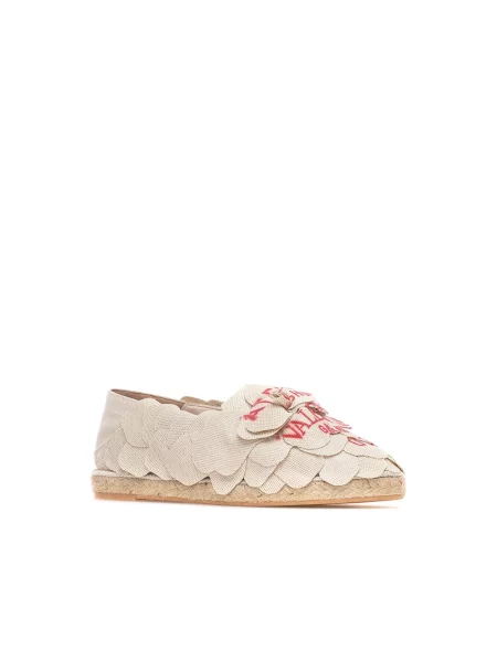 Lniane espadryle Valentino Garavani beżowe