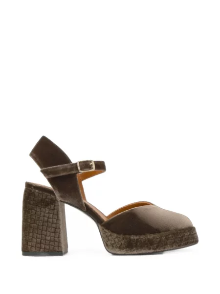 Pantofi cu toc Castaner de catifea maro