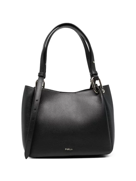 Shopper táska Furla autogrammal fekete