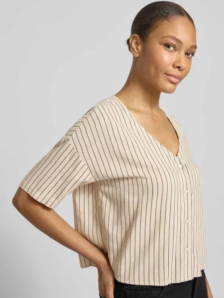 Bluzka koszulowa o pudełkowym kroju z mieszanki i lnu model MYMILO' Vero Moda