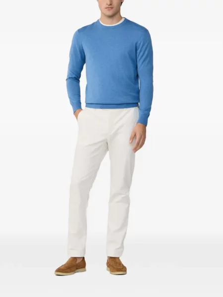 Pulover Hackett London cu decolteu rotund albastru