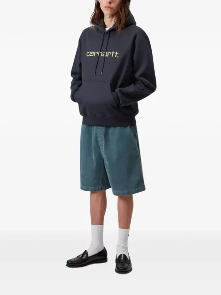 Суичър с качулка Carhartt Wip бродиран с връзки сиво