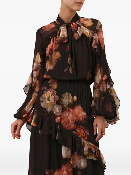 Bluză Zimmermann cu model floral cu imagine negru