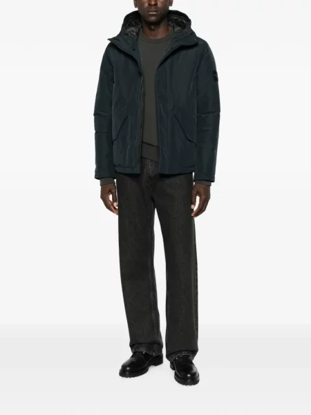 Geacă Stone Island cu glugă cu strasuri albastru