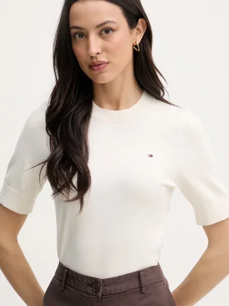 Tommy Hilfiger тениска тип пуловер дамска с бежово