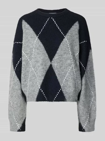 Sweter w kroju regular fit z mieszanki wełny Jake*s Casual granatowy