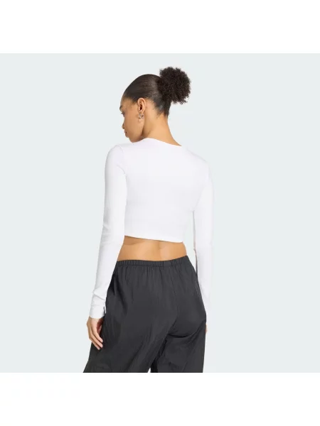 Tričko s dlouhým rukávem ESSENTIALS RIB CROPPED bílé