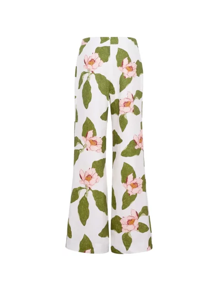 Pantaloni Cara Cara cu model floral cu imagine alb
