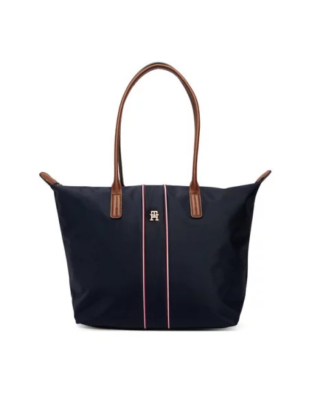 Bőr shopper táska Tommy Hilfiger kék