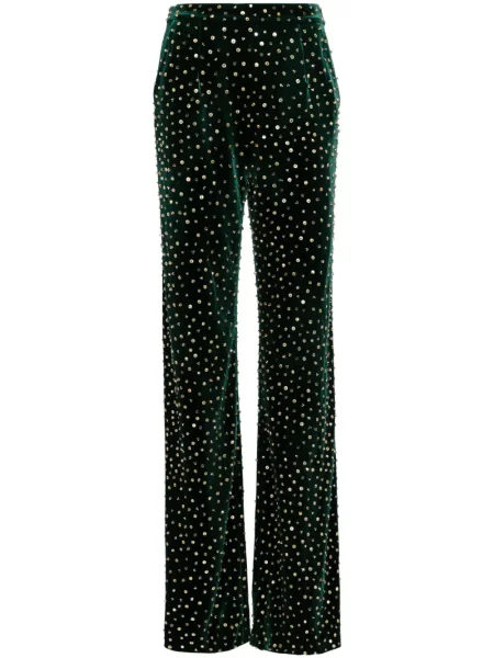Pantaloni Saiid Kobeisy cu mărgele verde