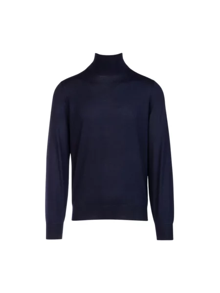 Sweter z golfem Brunello Cucinelli wełniany niebieski