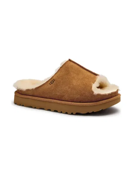 UGG Bőr otthoni cipő Greenport gyapjú hozzáadásával barna