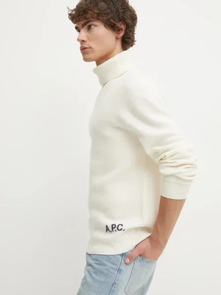 Вовняний светр A.P.C. pull walter гольф бежевий