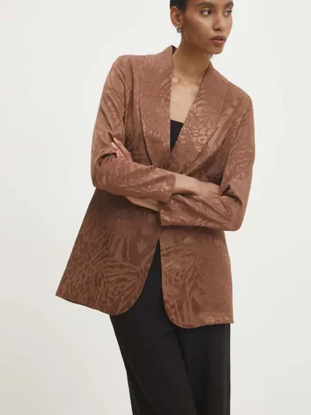 Сако Answear Lab с едно копче с десен кафяво