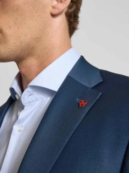 Garnitur o kroju slim fit z mieszanki bawełny żywej wełny i elastanu Roy Robson niebieski