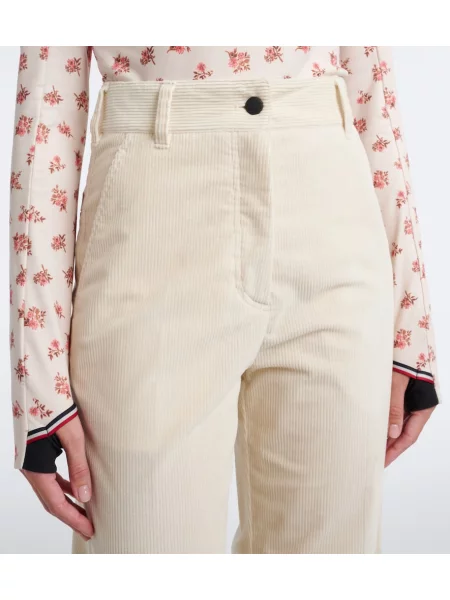 Pantaloni Moncler Grenoble de catifea cord alb