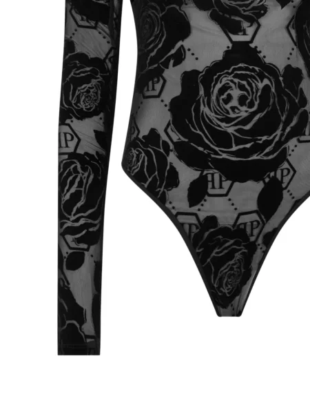 Боди Philipp Plein на цветя с принт черно