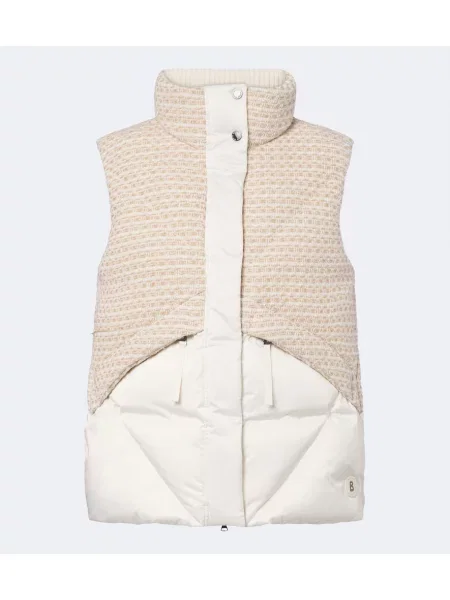 Vestă din puf Bogner din tweed bej