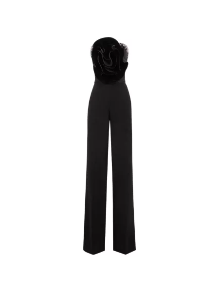 Kombinezon Gemy Maalouf w kwiatki z koralikami czarny