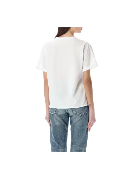Krótka koszulka Saint Laurent z logo biała