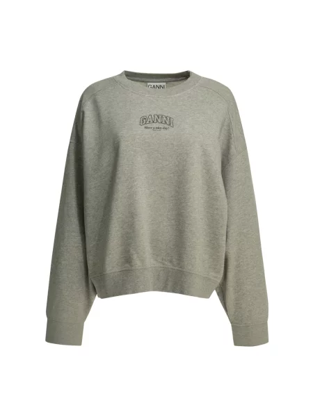 Bluza Ganni z logo szara