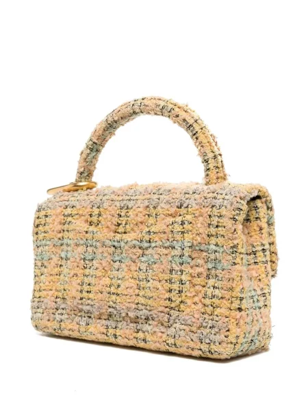 Tvídová klasická kabelka Chanel Pre-owned žlutá