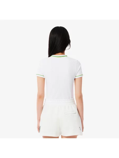 Lacoste T-Shirt Z Dżerseju Z Kontrastowym Akcentem biała