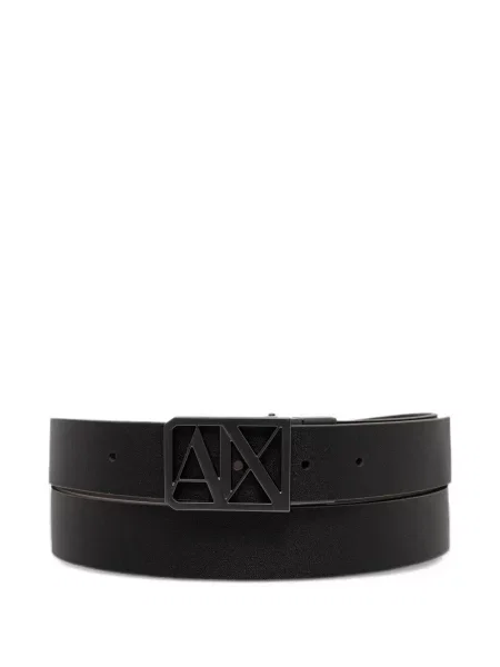Αναστρεπτός ζώνη Armani Exchange με αγκράφα με αυτόγραφο καφέ
