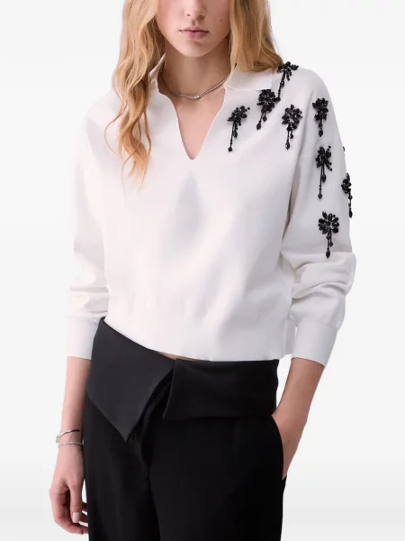Pulover Liu Jo cu broderie alb