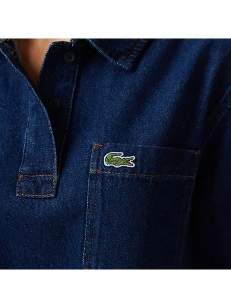 Lacoste Bluzka Z Kołnierzykiem Polo Z Rękawem niebieska