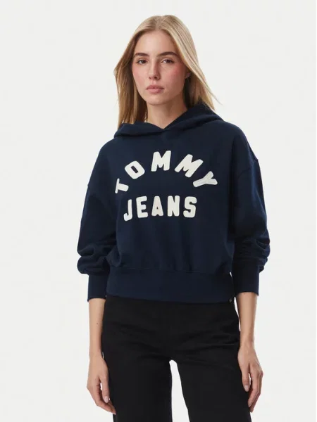 Tommy Jeans Pulóver Arch Sötétkék Oversize kék
