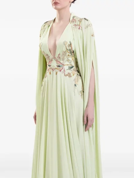 Rochie maxi Saiid Kobeisy cu broderie verde