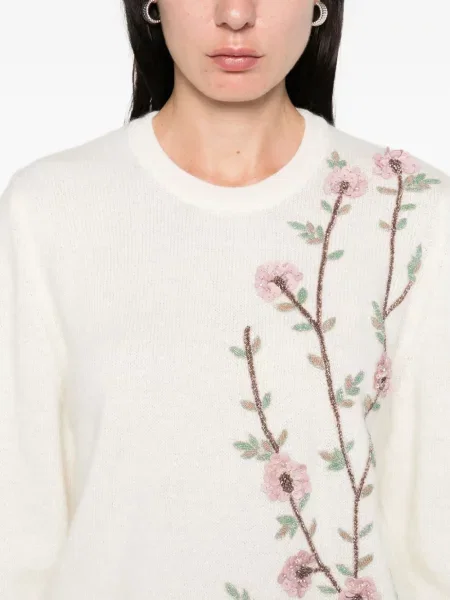 Pulover Costarellos cu model floral alb