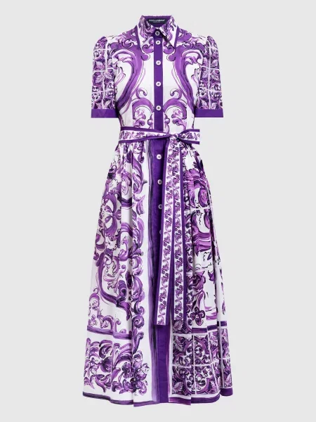 Сукня-сорочка міді в принт Dolce&gabbana біла