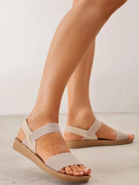 Sandale minimaliste cu dungi elastice Ollaia bej