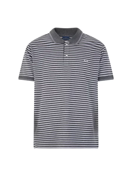 Koszulka polo Paul & Shark w paski z paskiem szara