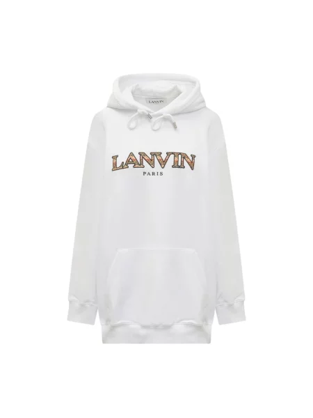 Bluza z kapturem Lanvin z kapturem z logo biała
