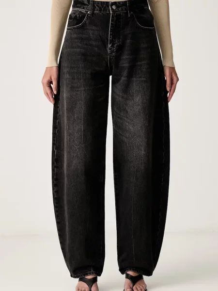 Armani Exchange blugi barrel pentru femei negru